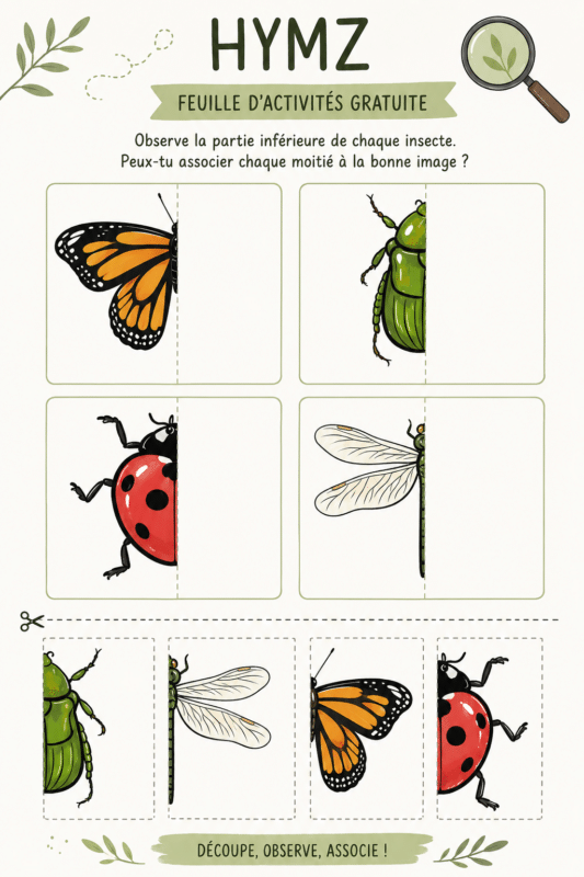 Une maman et son enfant profitent d'une activité éducative sur les insectes