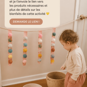 Un enfant utilisant des Sticky Strips pour créer des œuvres d'art colorées.