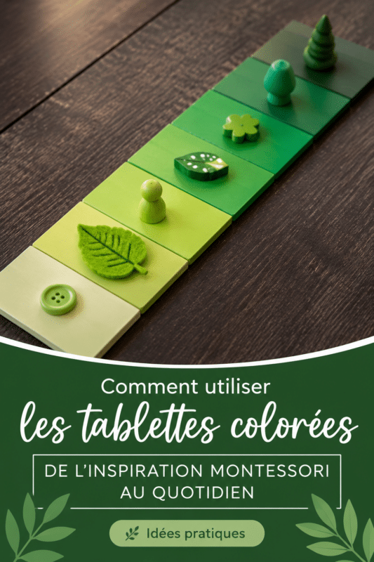 Jeune enfant jouant avec des tablettes de couleurs Montessori, développant sa perception des couleurs.