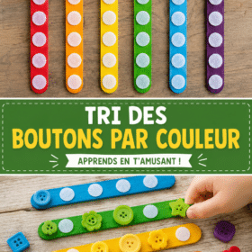 Activité de tri de boutons colorés avec des enfants