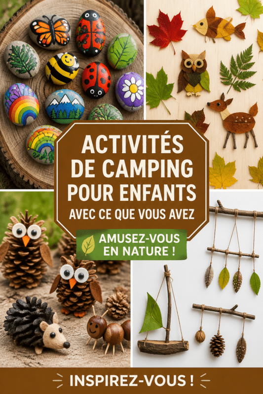 Enfants jouant à des activités de camping dans le jardin.