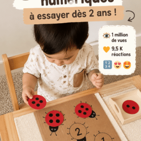 Un parent joue avec son enfant en utilisant des chiffres en bois colorés