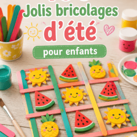 Enfants s'amusant avec des projets créatifs d'été en plein air