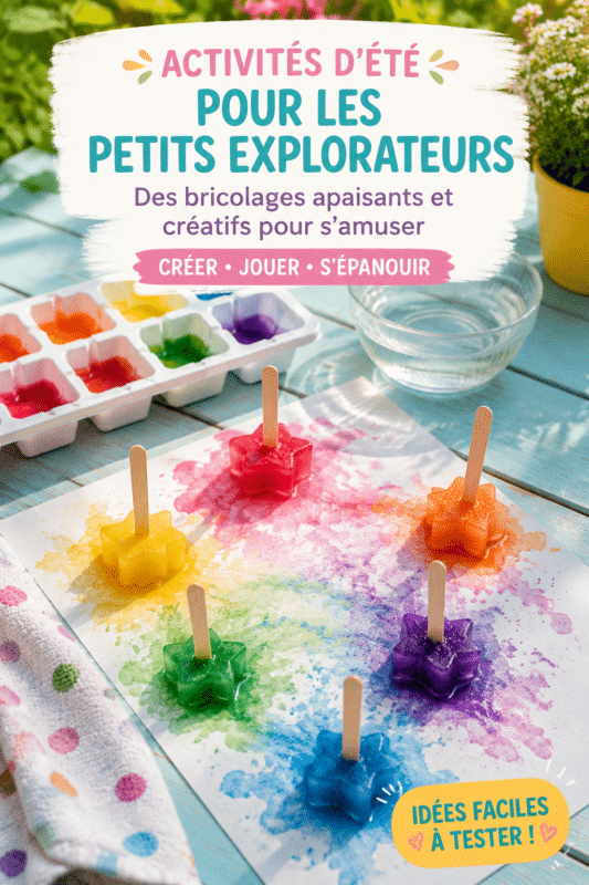 Enfants heureux réalisant des activités créatives d'été dans le jardin