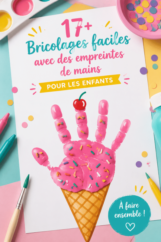 Activités manuelles colorées avec les empreintes des enfants