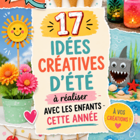 Enfants s'amusant à créer des crafts d'été avec des matériaux colorés