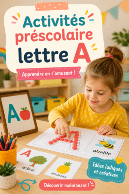 Un enfant jouant avec des lettres en jouant à un jeu éducatif autour de la lettre A.