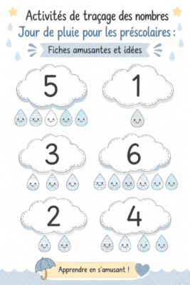 Activités de traçage de chiffres pour enfants lors d'une journée pluvieuse