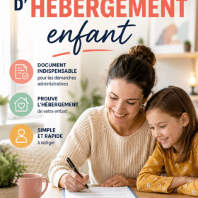 Modèle d’attestation d’hébergement pour un enfant, avec des informations essentielles.