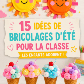 Bricolages d'été colorés réalisés par des enfants