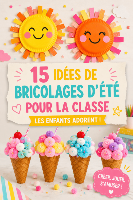 Bricolages d'été colorés réalisés par des enfants