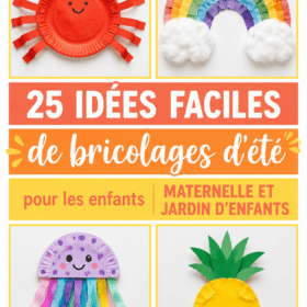 Un enfant en train de réaliser un bricolage d'été avec des matériaux colorés.