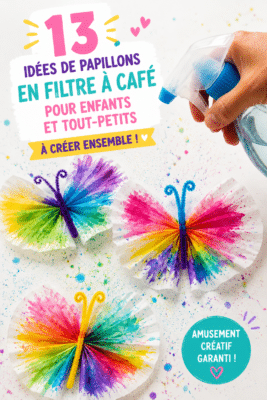 Papillons colorés réalisés avec des filtres à café, parfaits pour le bricolage avec les enfants