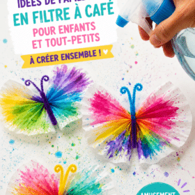 Papillons colorés réalisés avec des filtres à café, parfaits pour le bricolage avec les enfants