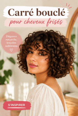 Femme avec un carré bouclé mettant en valeur ses cheveux frisés