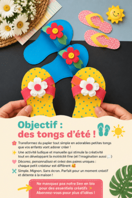 Un enfant créant des chaussons d'été colorés en papier