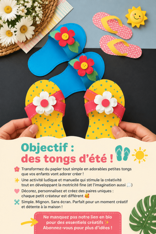 Un enfant créant des chaussons d'été colorés en papier