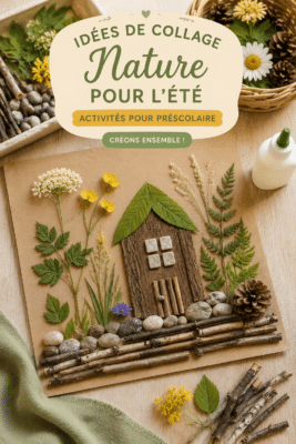Un enfant s'amusant à réaliser un collage avec des éléments naturels dans un parc.
