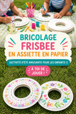 Frisbee fait maison à partir d'assiettes en papier, idéal pour une activité d'été avec les enfants.