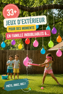 Une famille joue ensemble à l'extérieur, profitant de jeux amusants en plein air.