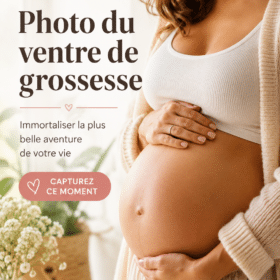 Femme enceinte tenant son ventre pour une photo émotive