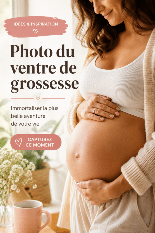Femme enceinte tenant son ventre pour une photo émotive