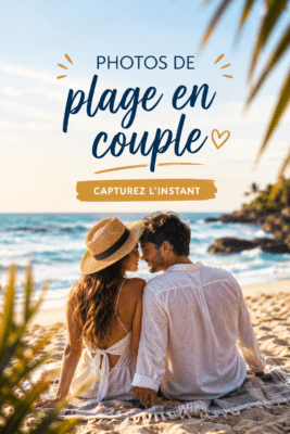 Un couple riant sur la plage, capturant un moment romantique ensemble.