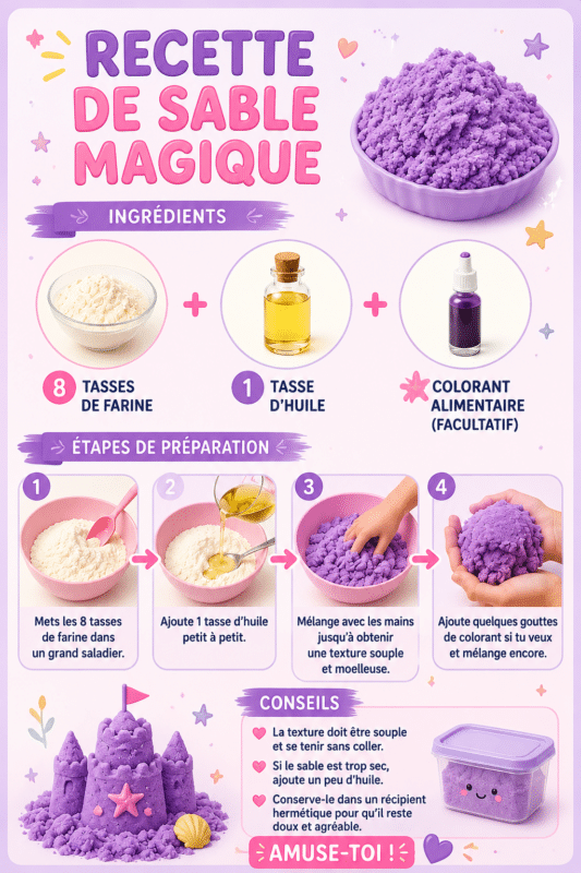 Sable magique coloré dans une boîte de jeu inspirante pour enfants