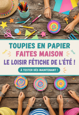 Des enfants fabriquant des toupies en papier ensemble en plein air
