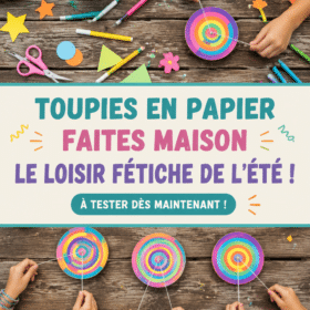 Des enfants fabriquant des toupies en papier ensemble en plein air