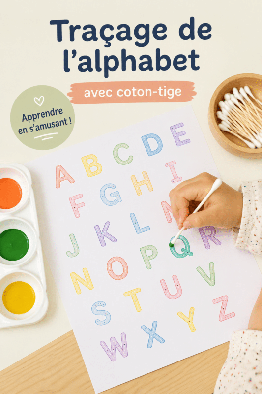 Enfant s'amusant à tracer des lettres de l'alphabet