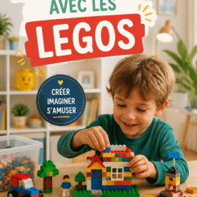 Enfants jouant avec des briques LEGO colorées, créations amusantes en famille.
