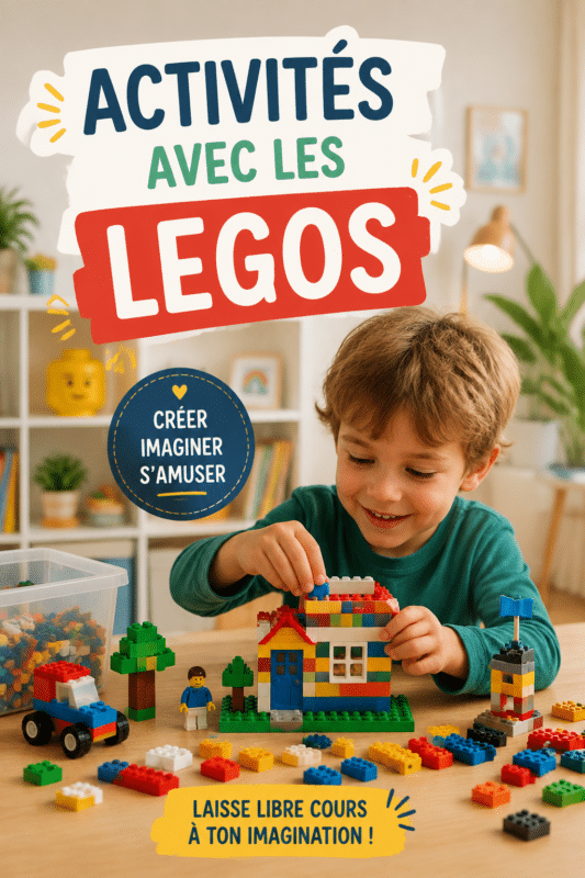 Enfants jouant avec des briques LEGO colorées, créations amusantes en famille.