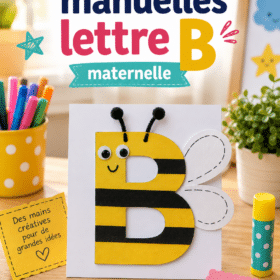 Enfant réalisant une activité manuelle créative autour de la lettre B.