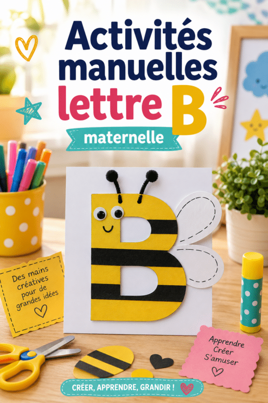 Enfant réalisant une activité manuelle créative autour de la lettre B.