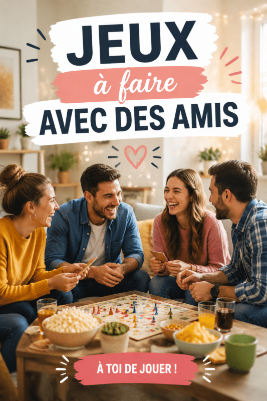 Un groupe d'amis jouant ensemble autour d'une table, riant et passant un bon moment.