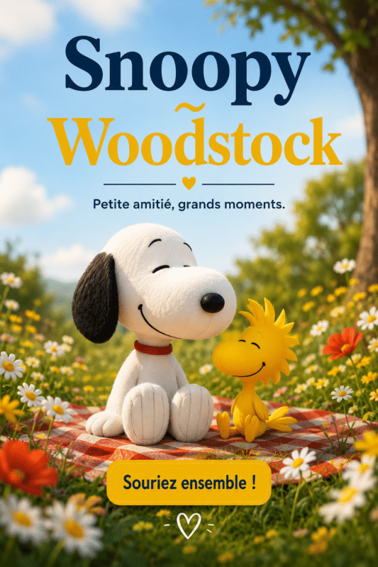 Snoopy et Woodstock, les meilleurs amis de Peanuts, se reposent sur une jolie niche.