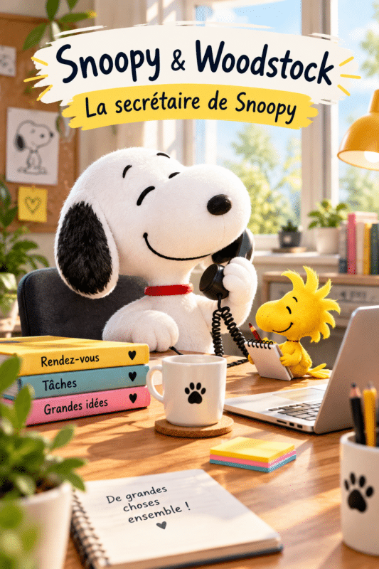 Snoopy et Woodstock jouant ensemble dans un cadre chaleureux.