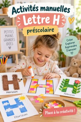 Enfant s'amusant à faire des activités manuelles sur la lettre H