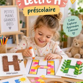 Enfant s'amusant à faire des activités manuelles sur la lettre H