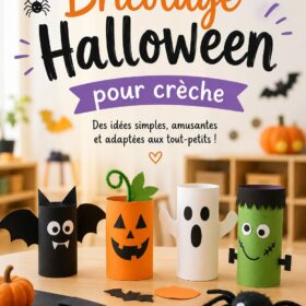 Bricolage Halloween coloré réalisé par des enfants en crèche