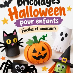Enfants s'amusant à réaliser des bricolages d'Halloween