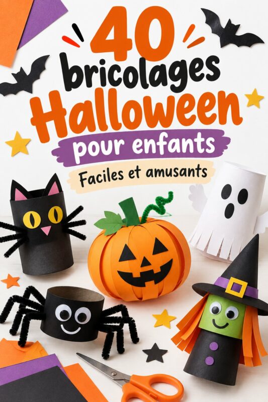 Enfants s'amusant à réaliser des bricolages d'Halloween