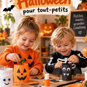 Bricolages d'Halloween réalisés par des enfants, décorations colorées