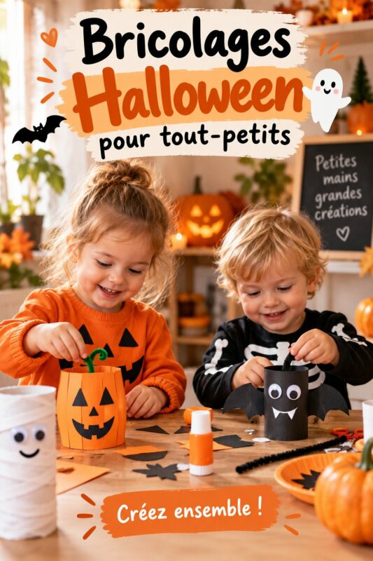Bricolages d'Halloween réalisés par des enfants, décorations colorées