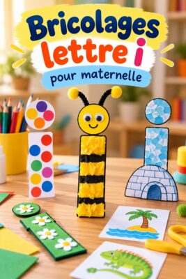 Enfant réalisant un bricolage autour de la lettre i à la maternelle