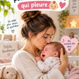 Un parent réconfortant un bébé qui pleure dans un environnement doux et apaisant.