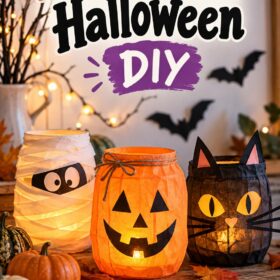 Décorations d'Halloween DIY colorées et festives réalisées en famille.