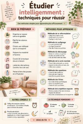 Un étudiant concentré dans un environnement d'étude agréable, illustrant les techniques d'étude intelligentes