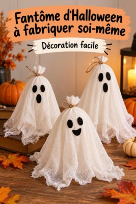 Fantôme DIY en décoration d'Halloween sur une table festive